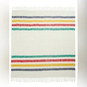 Hudsons Bay/ HBC Stripes Multistripe Fuzzy All-Season Wool Throw/Blanket BNWT